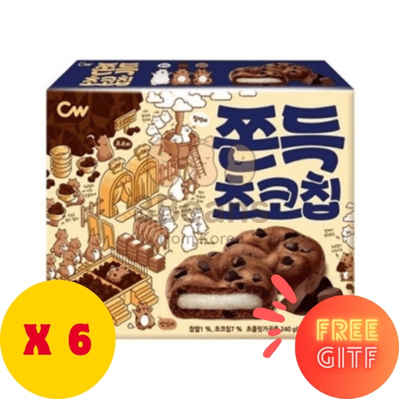 清友 もちもちチョコチップ 6個セット 大容量 韓国お菓子 人気おやつ チョコチップ サクサク もちもち まとめ買い 個包装 ファミリー