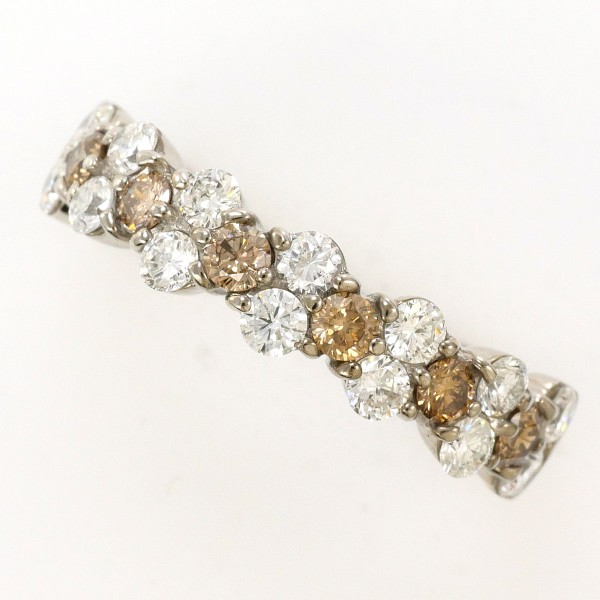 K18 18金 WG リング 10.5号 ダイヤ ブラウンダイヤ 計1.00 カード鑑別書 中古