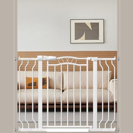 unumum ベビーゲート 設置幅75-110cm ホワイト ペットゲート 犬 自動ロック バリアフリー ゲート 階段上 扉開閉式 赤ちゃん 突っ張り式 オートクローズ機能 拡張可能 壁 開閉式 保護ゲート