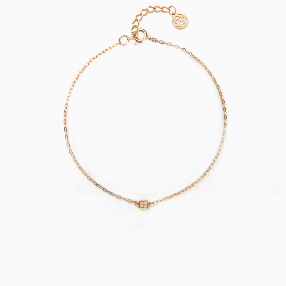 14K 18K シンプル 四角キューブ ブレスレット