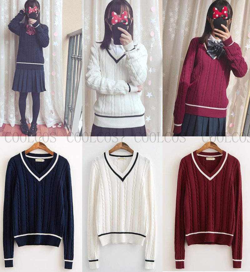 Vネック 長袖 ベスト スクール 制服 珍しい スクールベスト Jk チョッキ 防寒 ニットベスト 衣替 シンプル 学生服 全3色 新学期 ニットセーター コスチューム 冷房対策 衣装 ユニフォーム