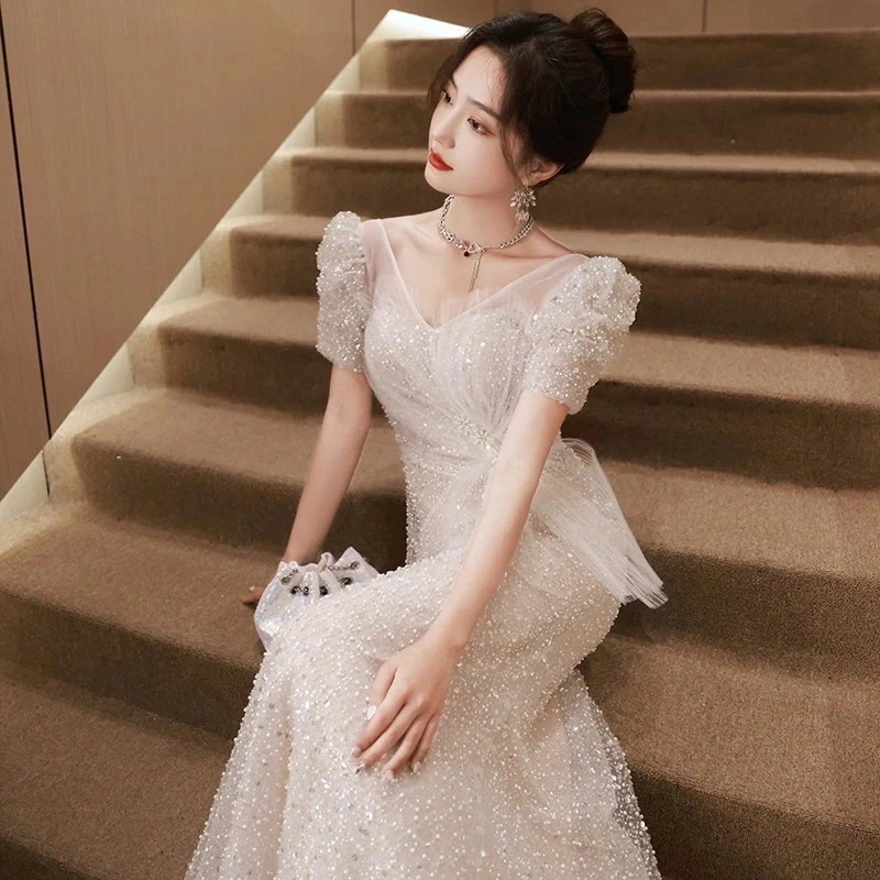 パーティードレス ドレス イブニングドレスのフィッシュテールドレス結婚式ワンピース ウェディングドレス 花嫁ロングドレス 成人式 演奏会 発表会 卒業式 ドレスワンピース ロングドレス