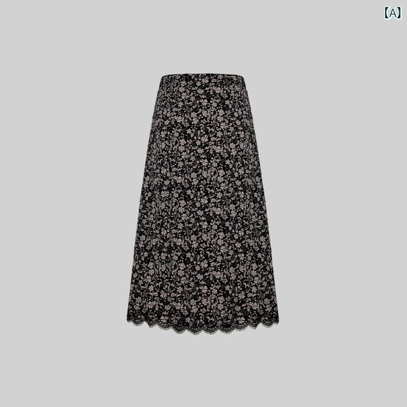 花柄　スカート　レディース MarchNoon 和風 しわ 防止 スカート 新型 チャイナ風 花柄 ミディアム 丈 ウエスト ゴム 9,582円