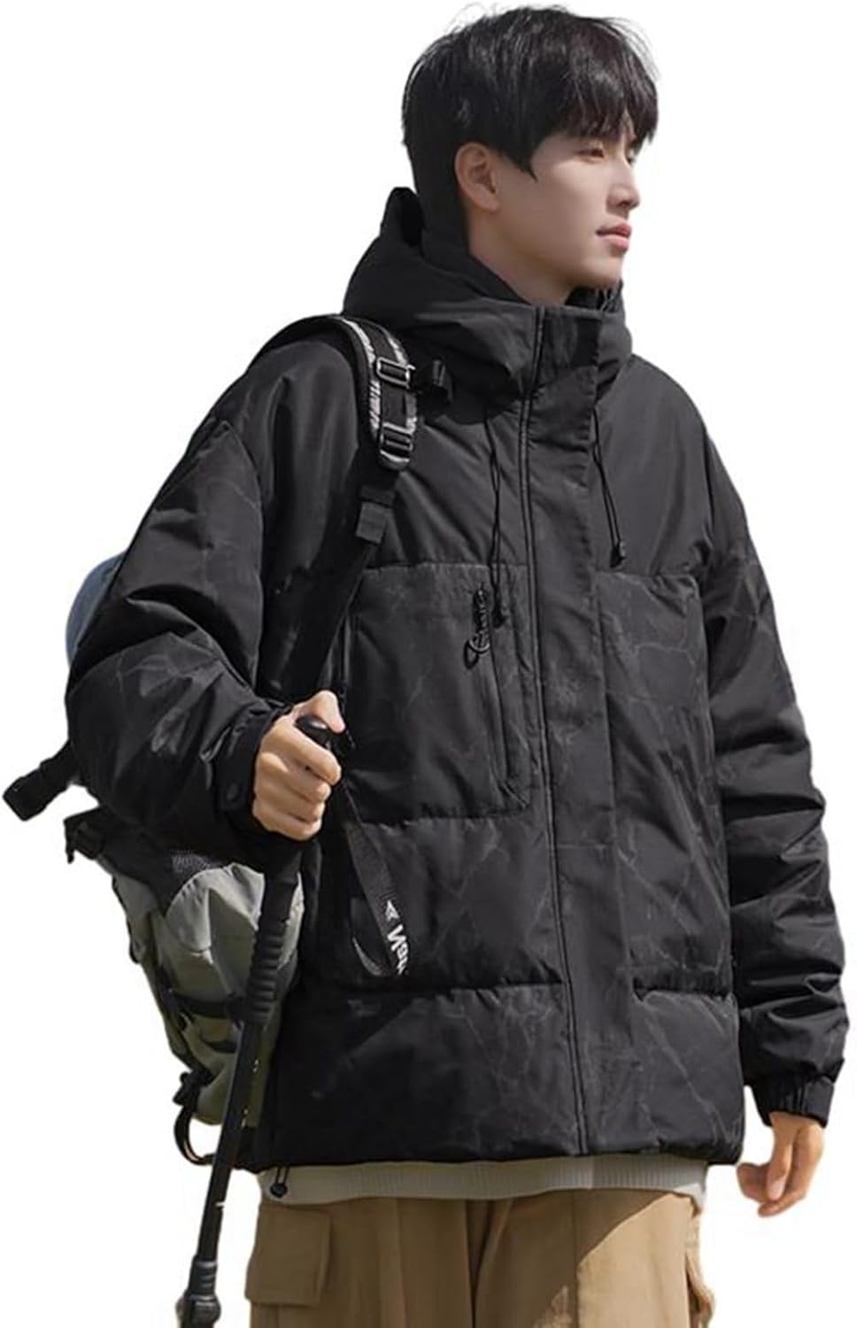 ダウンジャケット 冬物 メンズ 夜光効果 ブルゾン 90ダウン 厚手 防寒着 フード付き ウインドブレーカー 防風 アウター 保温 軽量 おしゃれ カジュアル ダウンコート 日常 ハイキング