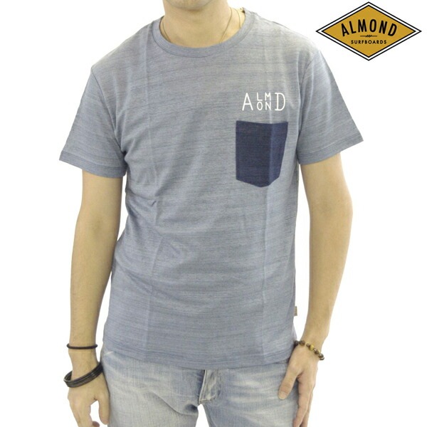 セール アーモンドサーフボードデザイン Tシャツ インディゴ ライフスタイルブランド Almond Surfboards メンズ Linen ポケット サーフ ブランド サーフィン インポート カ