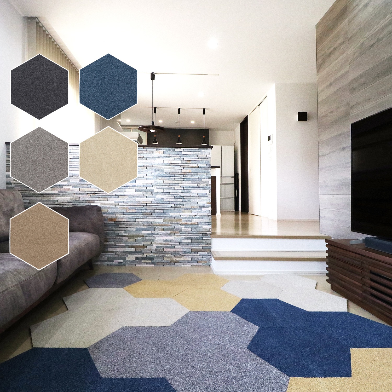 タイルラグ 10点セット タイルカーペット フロアマット ジョイントマット ヘキサゴン 50cm×43cm 置くだけ 12,600円