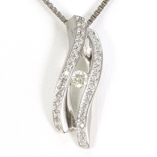 K18 18金 WG ネックレス ダイヤ 0.30 カード鑑別書 ジュエリー 中古