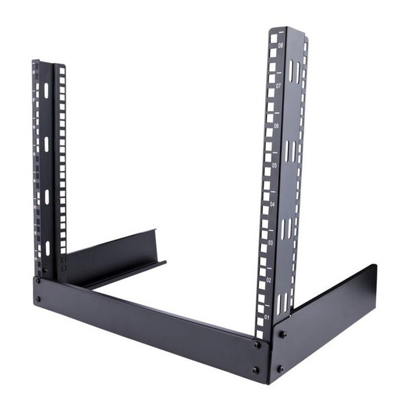 StarTech RK8OD2 [サーバー ラック (8U/19 インチ/2ポスト オープンフレーム型/耐荷重50kg/U高さマーキング付/卓上据置タイプ/EIA規格/M6ケージナット&ネジ付属)]