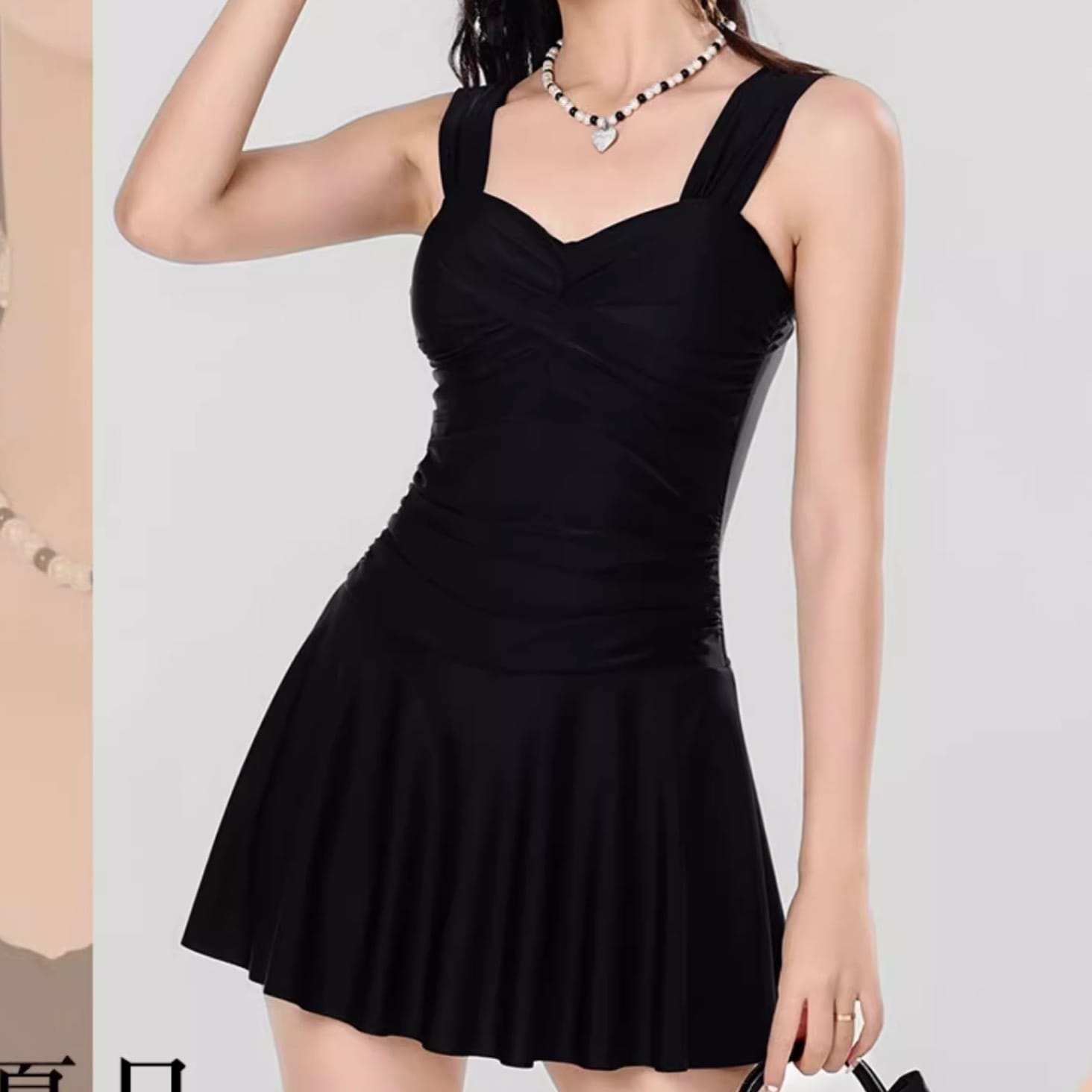 水着 スイムウェア レディース タンキニ ワンピース 体型カバー ワンピース水着 体系カバー水着 ワンピース 体系カバー フリル 伸縮性 胸元 谷間 谷間魅せ 盛れる かわいい 大人可愛い きれいめ