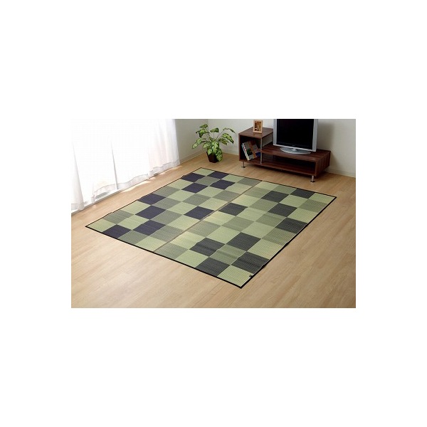 1050980132303 純国産 い草ラグカーペット Fブロック2 グレー 約140×200cm ウレタン メーカー直送