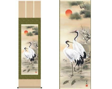 開運掛軸 【松竹梅鶴亀】 戸塚翠漣筆 [ 収納箱 10年保証 品質保証付き 31×89 長寿 円満 国産 古来慶祝画 国内産 受注生産 床の間 和風 掛け軸 日本製 名画 縁起物 プレゼント 画寸 送