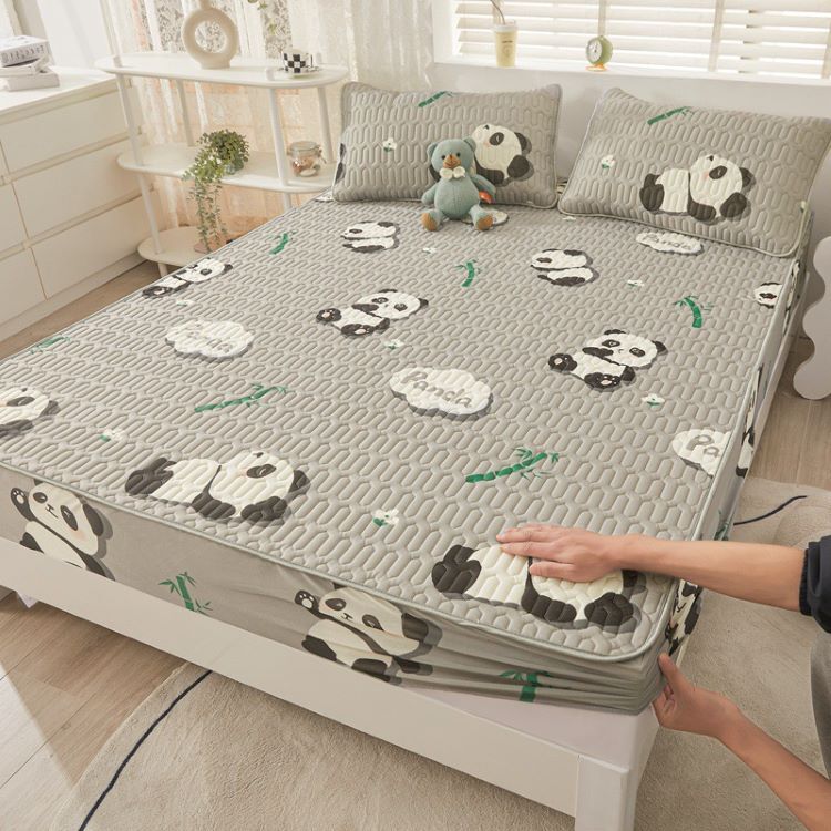 【即納】ボックスシーツ 接触冷感 キルティング 天然ラテックス ナノシルク クールシルク マットレスカバー 冷感パッド ベッドシーツ 夏用 かわいいシングル セミダブル ダブル ワイドダブル クイーン