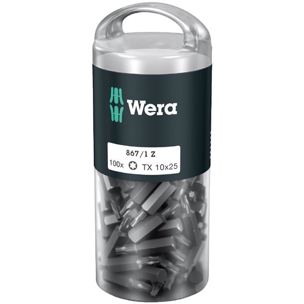 WERA ヴェラ 100本入 トルクスネジ用 ドライバービット 差込6.35mm 刃先サイズTX10 全長25mm 072446 工具 作業工具 ツール DIY