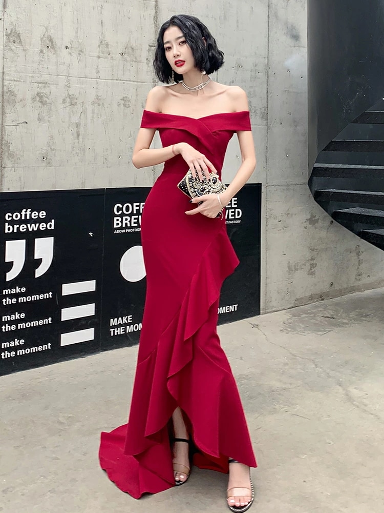 オフショルダー パーティードレス ワンピース 衣装 ウエディングドレス マーメード イブイングドレス エレガント 演奏会 発表会 レディース 優雅 ロングドレス 結婚式 二次会 大きいサイズ おしゃれ