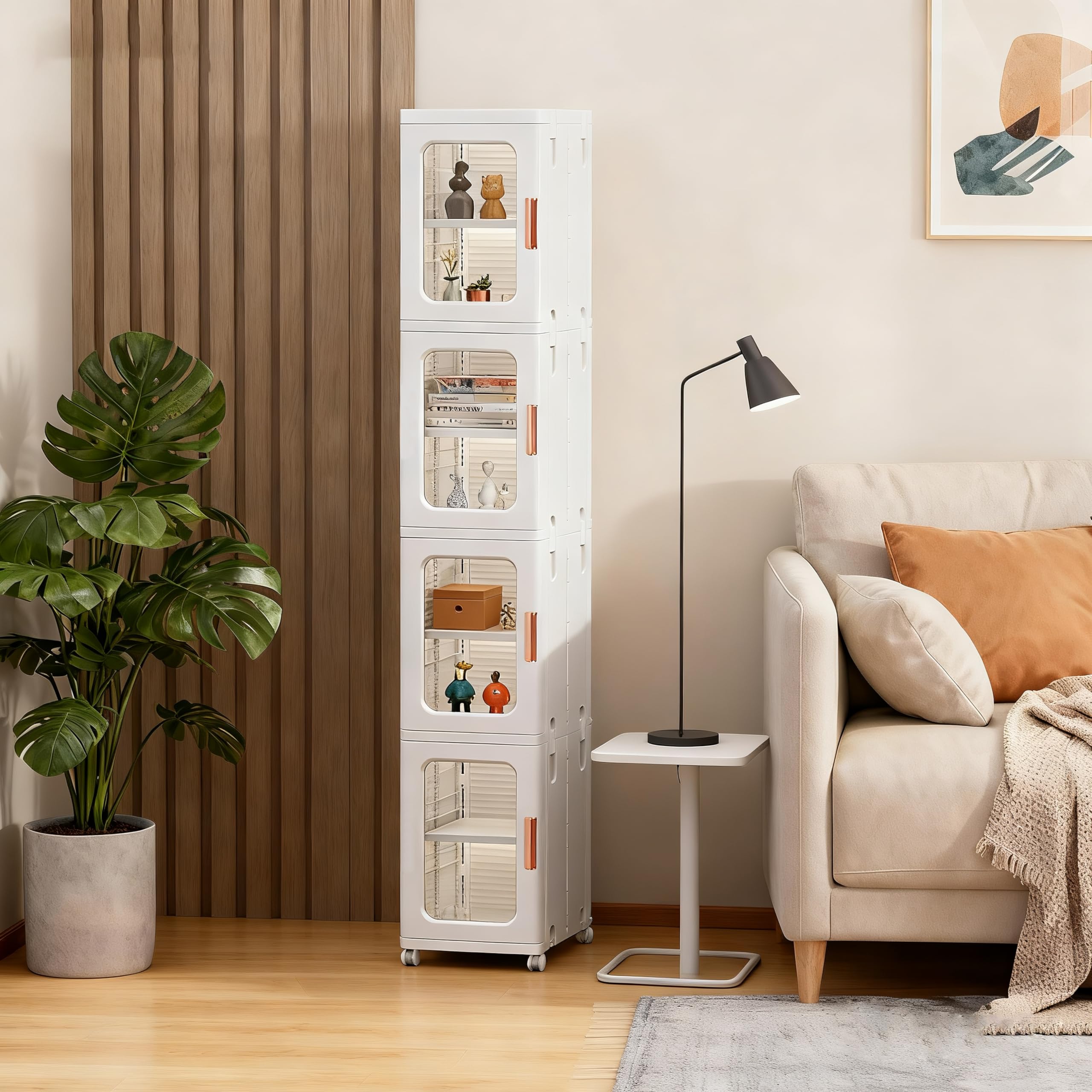 隙間収納 24.5cm スリムストッカー 収納ボックス 折りたたみ 前開き マグネット式扉 キャスター付き キッチン収納 隙間ストッカー 仕切り板付き 磁気吸収ドア 取っ手付き 靴箱 収納ワゴン タオ