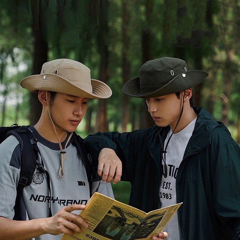 メンズ通気性フィッシャーマンズキャップサンシェード広い葉サンハット乗馬ハイキングフィッシングクライミングキャンプアウトドアファッション - 20000029