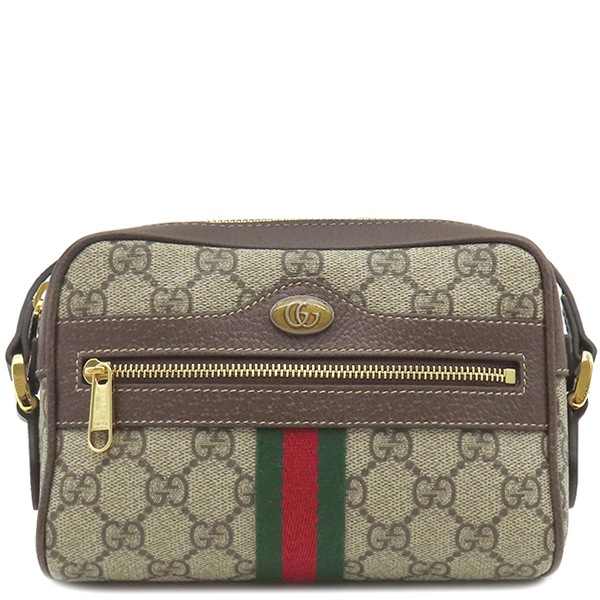 グッチ GUCCI ショルダーバッグ GGスプリーム ミニ バッグ GGスプリームキャンバス ベージュ ゴールド金具 茶 517350 【箱】【中古】