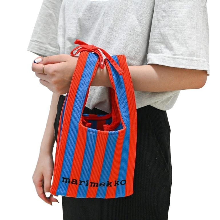 トートバッグ ハンドバッグ KNITTED MINI MERIROSVO メリロスヴォ ブルー レッド 94144 094144 530 北欧雑貨 北欧デザイン