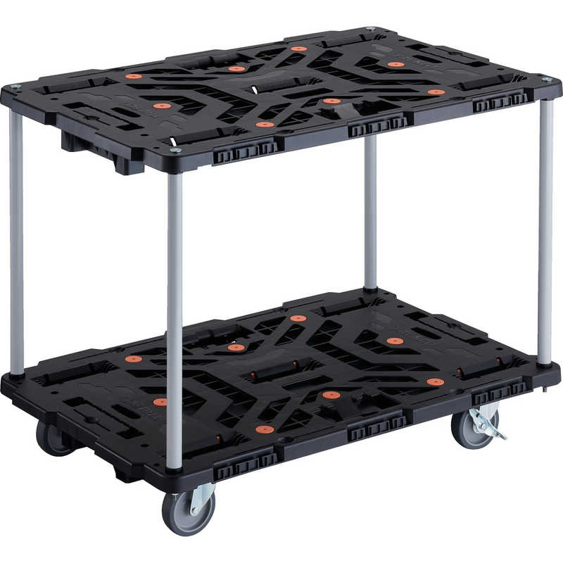 トラスコ中山　TRUSCO連結式樹脂製2段台車ビートル900X600自在5輪内2輪ストッパー付ハンドルなし 　BT920J5S2E100