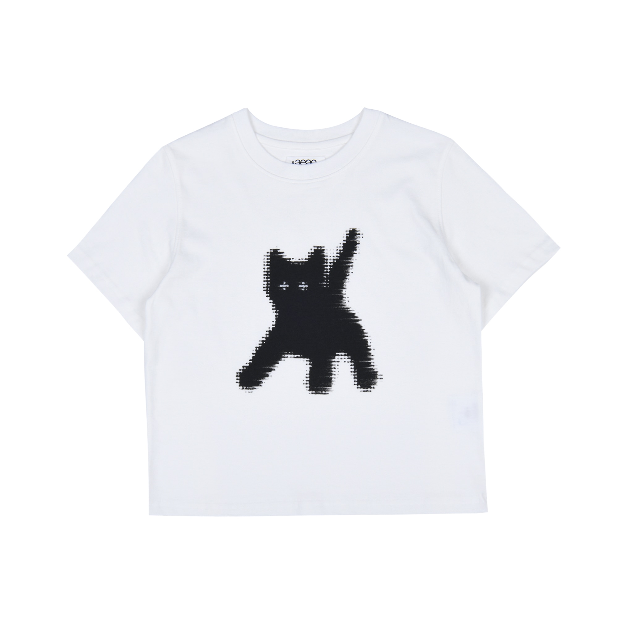 【aeae】 FLASHED CATS EYE CROP T-SHIRTS : WHITE