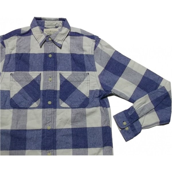 LA直輸入 デニム＆サプライ メンズ 長袖 コットン チェックシャツ ブルー cotton check shirts ラルフ 009