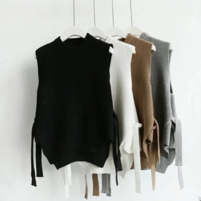 トップスレディース大人ホワイトグレーブラックコーヒー白黒レディースファッショントップスベストジレ