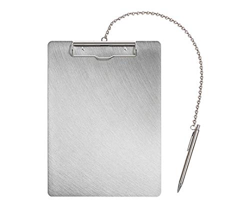 （まとめ買い）エヌケイ ステンレスバインダー クリップボード チェーン付き（チェーン+ペン付き） A4縦 SC-A4E-P [x3]