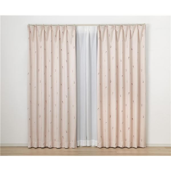 デザインライフ 遮光カーテン ジェシカ 約幅100x丈200cm ピーチベージュ V1347 1枚入