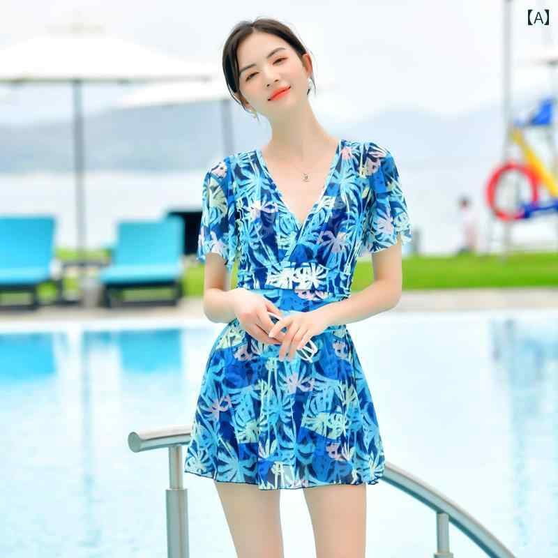 水着 ミセス マザーズ 体型カバー 女性用 スカート風 ワンピース ボクサースカート風 お腹カバー スリム 温泉 大きめサイズ セクシー