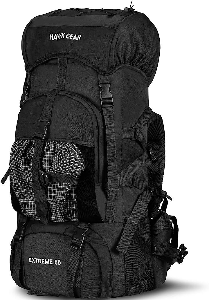 バックパック 55L 防水 大容量 レインカバー ザック 長期旅行 防災 災害(ジェットブラック, Free Size)