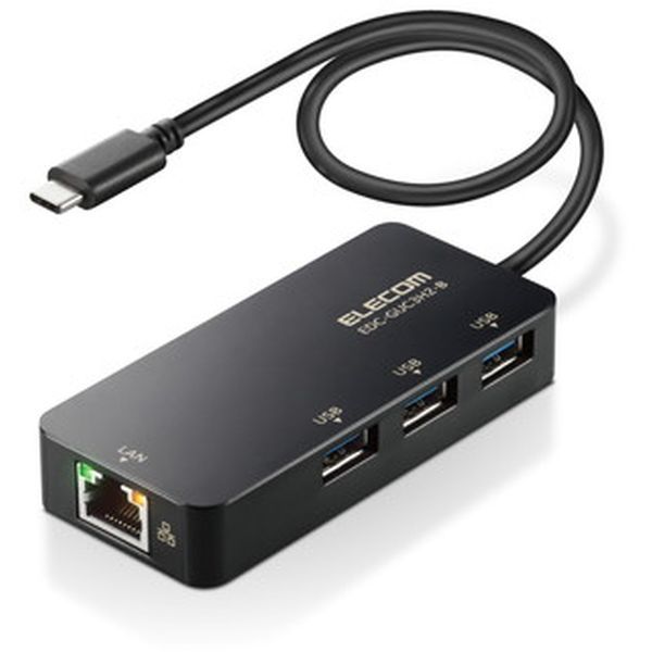 EDC-GUC3H2-B [LANアダプター 有線 タイプC Giga USBハブ付 (USB-A3) USB3.2(Gen1)/3.1(Gen1)/3.0] メーカー直送