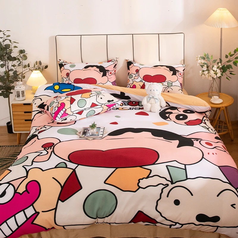 ins クレヨンしんちゃん 4点セット 純綿 漫画 寝具 掛け布団カバー シーツ 寮 3点セット コンプリート