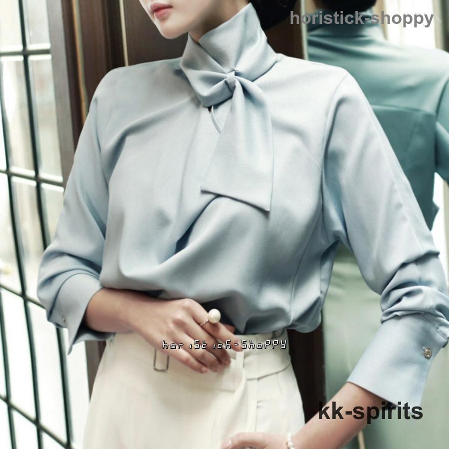 【値下げ！】今日限りで ボウタイブラウス ボウタイ ブラウス レディース 長袖 スタンドカラー ハイネック トップス 上品 オフィス 通勤服 お呼ばれ 大きいサイズ 3日以内に出荷 8,441円