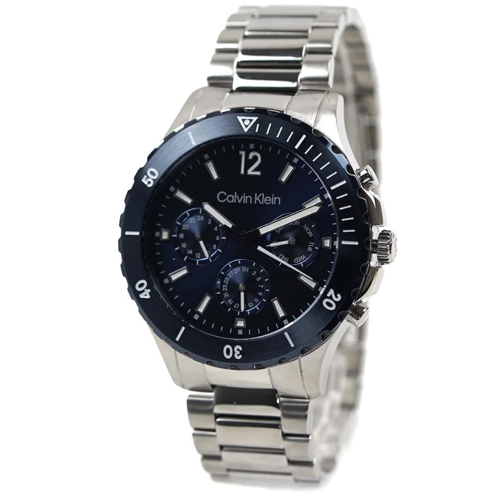 カルバンクライン 腕時計 メンズ マルチファンクション 日付 曜日 カレンダー 24時間計 シルバー×ブルー CK Calvin Klein 25200115