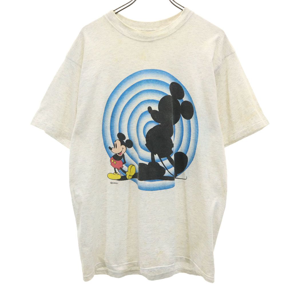 90s オールド プリント ミッキー 半袖 Tシャツ L グレー メンズ