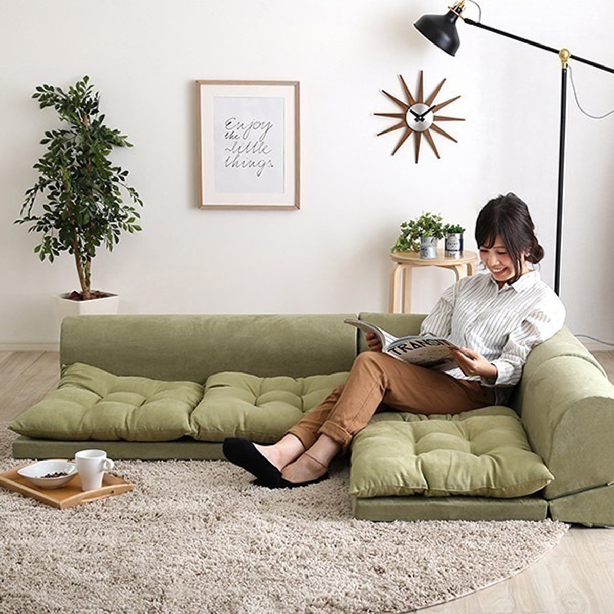 3人掛けフロアコーナーソファLycoris-リコリス-フロアソファ コーナーソファ 分割ソファ 一人