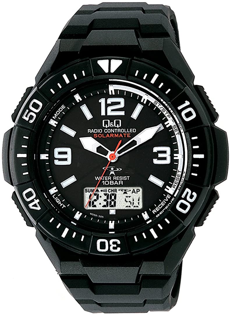お気に入り [シチズン Q&Q] 腕時計 アナログ 電波 ソーラー 防水 日付 ウレタンベルト MD06-305 メンズ腕時計