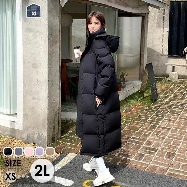ダウンコート フード付き 50％ダウン レディース ダウン ロング コート 小さいサイズ アウター ジャケット 冬 ロングダウンコート おしゃれ シンプル 冬服 防寒 柔らかい 暖かい あったか ブラ