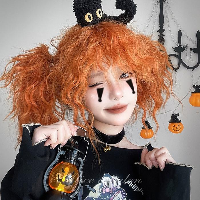 【品質良い 大好評中】ハロウィン ウィッグ レディース フルウィッグ オレンジ コスプレ 個性的 パーティー イベント ロリータ ゴスロリ コスチューム 原宿風 仮装 超自然 かつら wig Loli