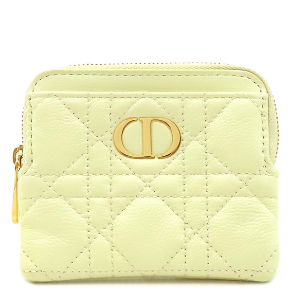 クリスチャン・ディオール コインケース Lavender ウォレット レザー イエロー ゴールド金具 黄色 Dior Caro 【箱】【中古】