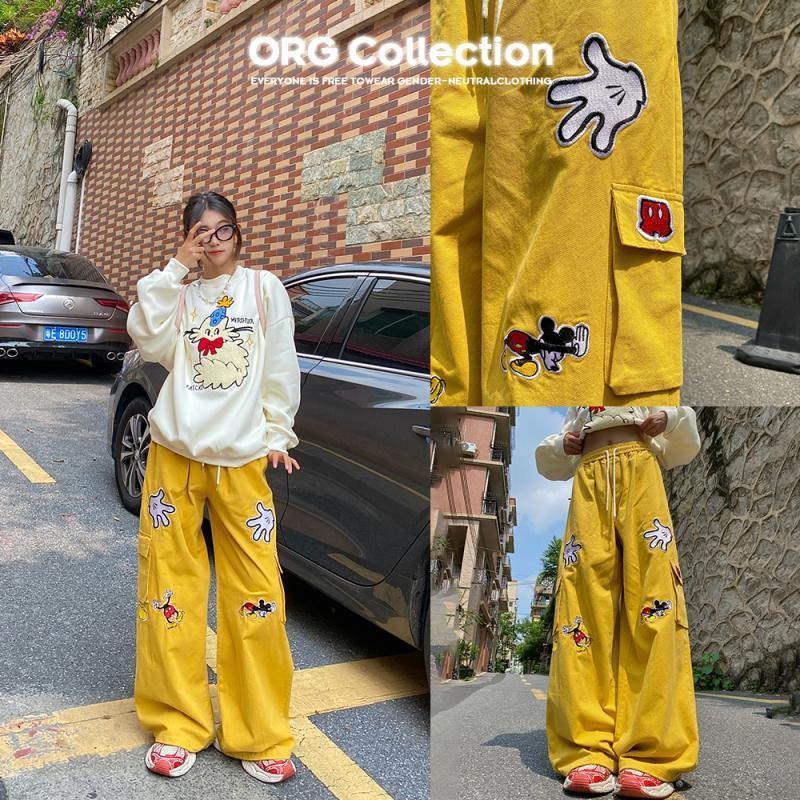 Org collection2024新型アメリカ式レトロ趣味ミッキー刺繍ウエストスーツ女性秋冬