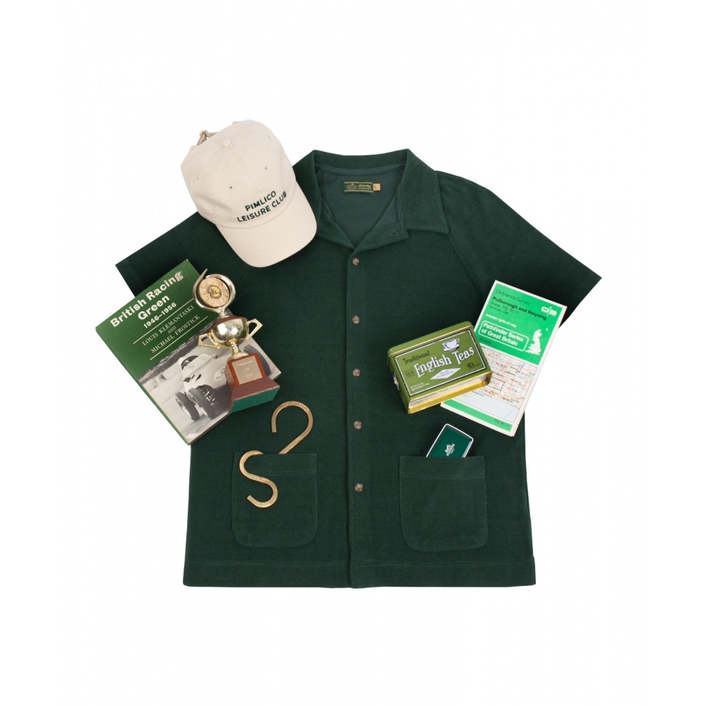 サタデーレジャークラブレジャーラグランテリーシャツ (男女兼用)-ブリティッシュレーシンググリーン