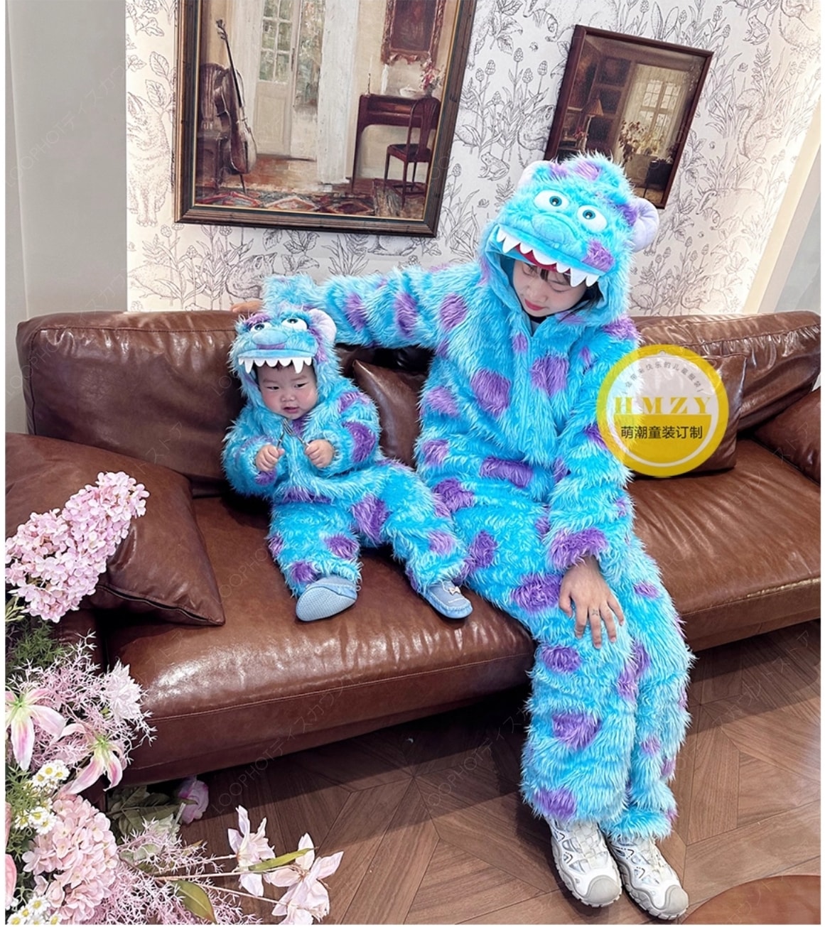 モンスター衣装 親子セット クリスマス COS 服 お年玉着 ベビー動物造型 一家三口 母子 カップル用-92