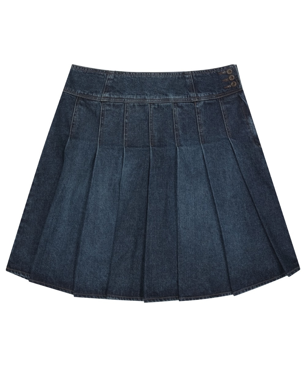 【COYSEIO】DEEP DENIM PLEATS SKIRT : NAVY