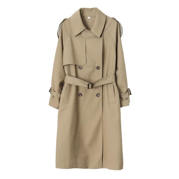 ステンカラーコートレディースロングコートスプリングコートスタイリッシュアウターゆったり秋物上品通勤無地高級感プレゼント