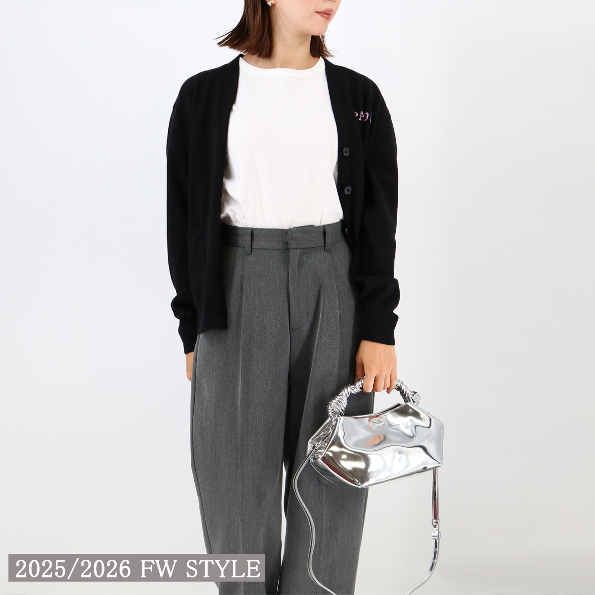 ハンドバッグ BOU BAG SMALL SPECCHIO A7132 Silver/018 ブーバッグ ショルダーバッグ リサイクルレザー バタフライロゴ レディース 2way