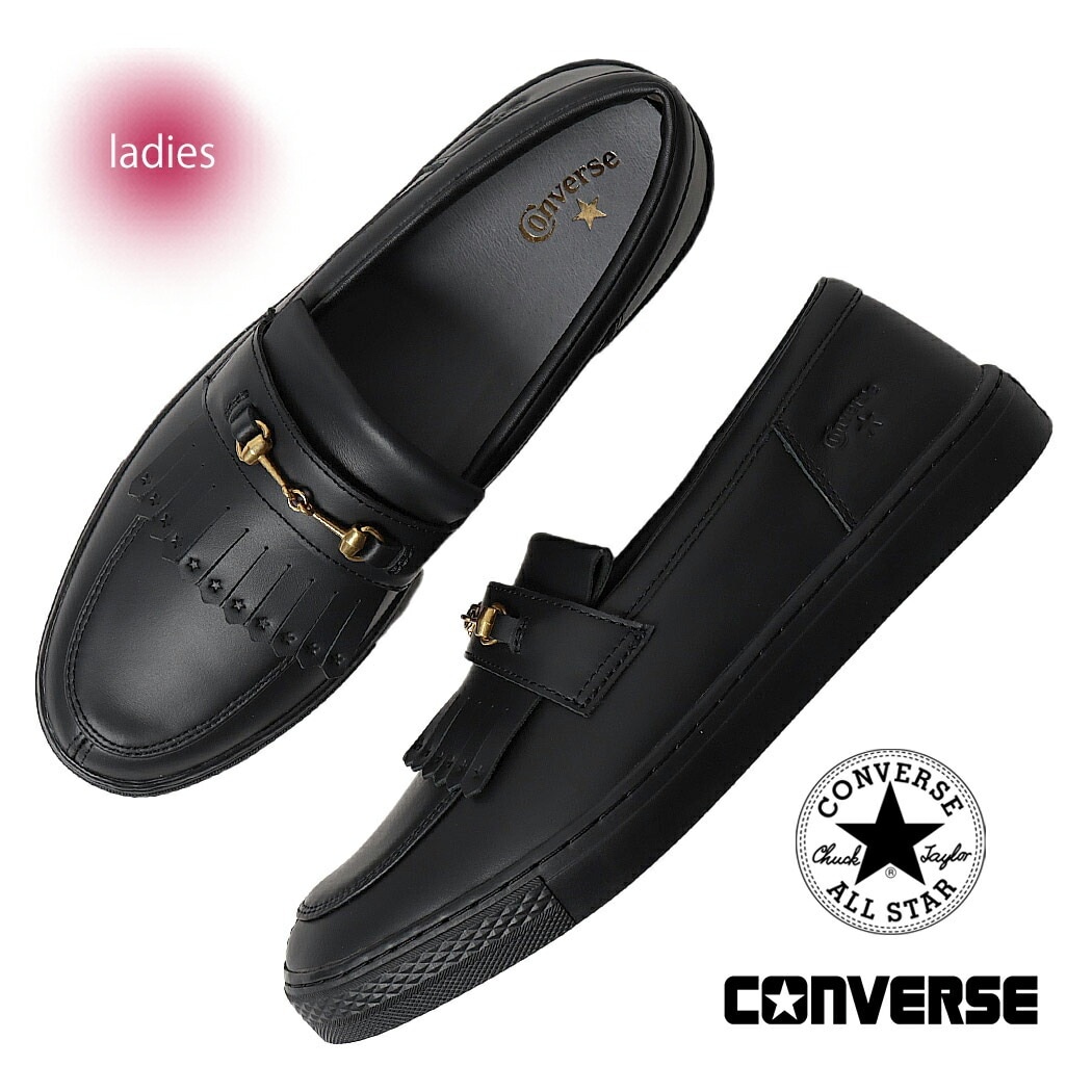 CONVERSE コンバース オールスター クップ ローファー スニーカー ALL STAR COUPE GB LOAFER BLACK/GOLD ( 黒 レザー 国内正規品 38002061 )