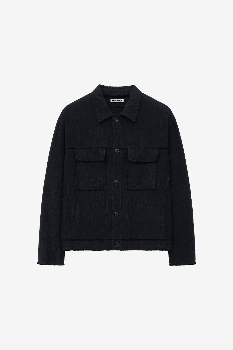 【INSILENCE】 TEXTURED DYED CUT-OFF JACKET : DYED BLACK