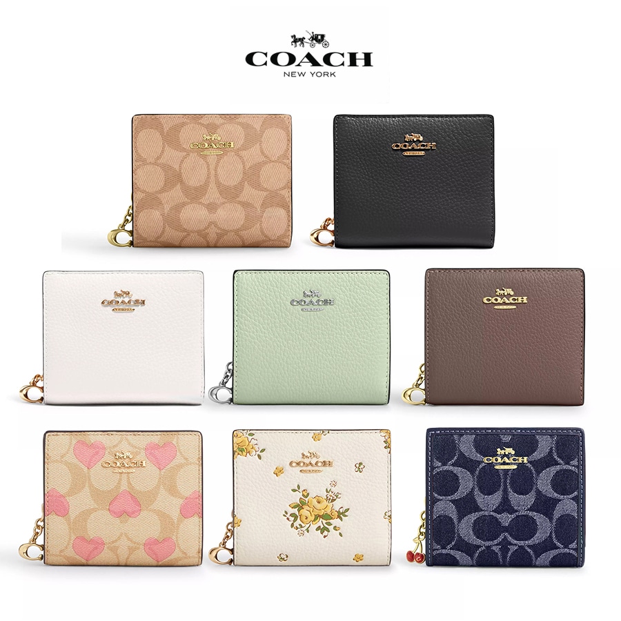 財布 二つ折り財布 スナップ ウォレット シグネチャー デニム/キャンバス/ハート プリント/フローラル プリント C2862 CAA86 CAP13 CAP15 CQ145 レディース メンズ