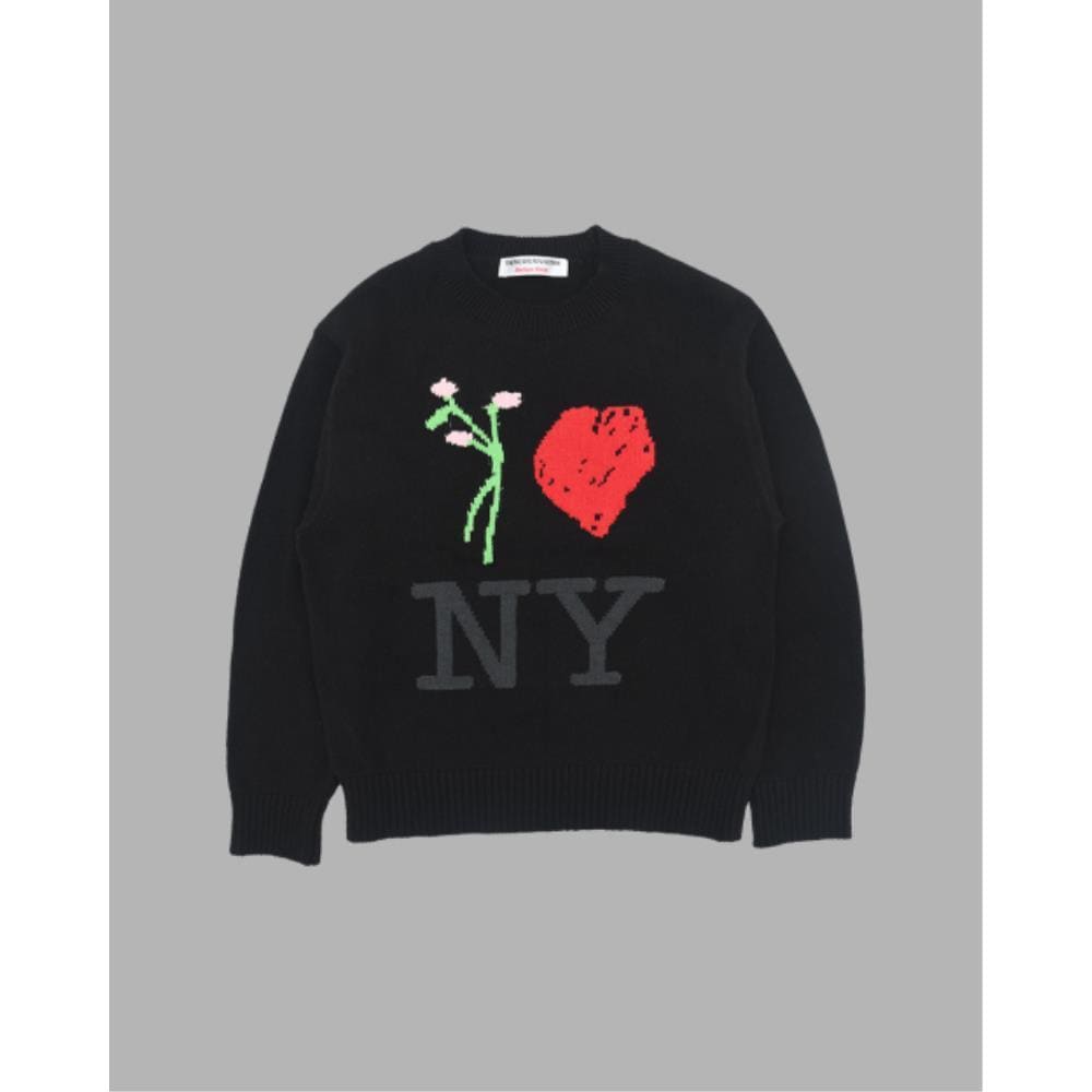 THE MUSEUM VISITOR FLOWER HEART KNIT BLACK 14895